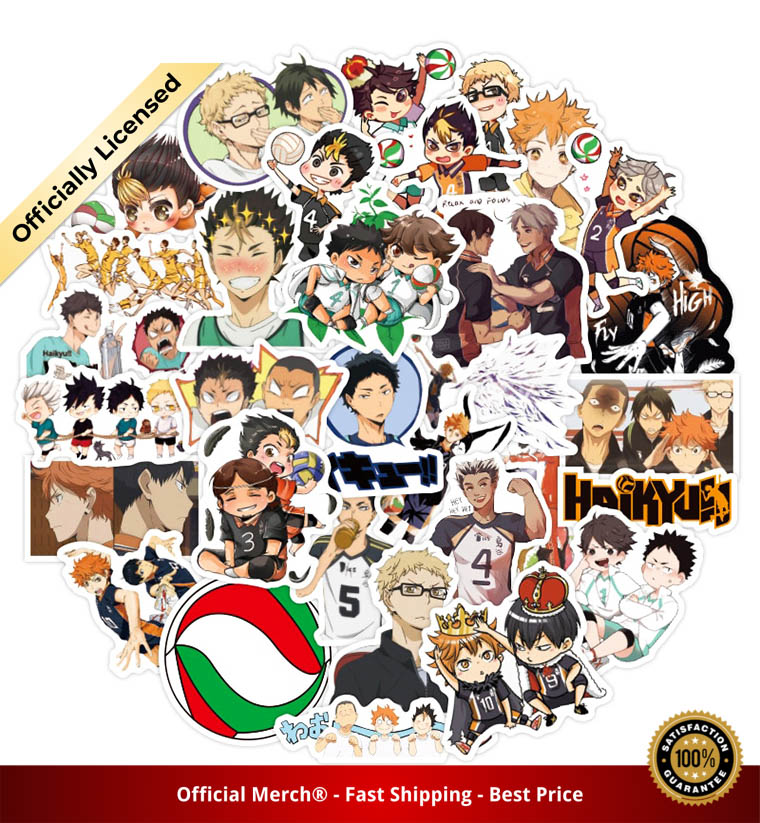 50Pcs/Set Haikyuu Stickers 2 - Haikyuu Merch 50Pcs Set Haikyuu Stickers Japanese Anime Sticker Volleyball for Decal on Guitar Suitcase Laptop Phone Fridge 1 1 1 - Haikyuu Merch