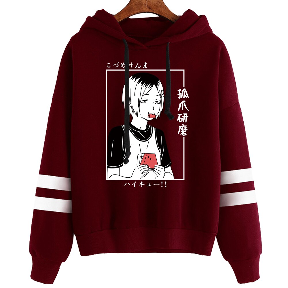Haikyuu Hoodie Merch - Unisex Kenma Kozume Hoodie Harajuku Streetwear 3 - Haikyuu Merch Anime Haikyuu Men Women Sweatshirt Kawaii Hoodies Manga Kenma Kozume Pullovers Harajuku Streetwear Striped Clothes 2 1 - Haikyuu Merch