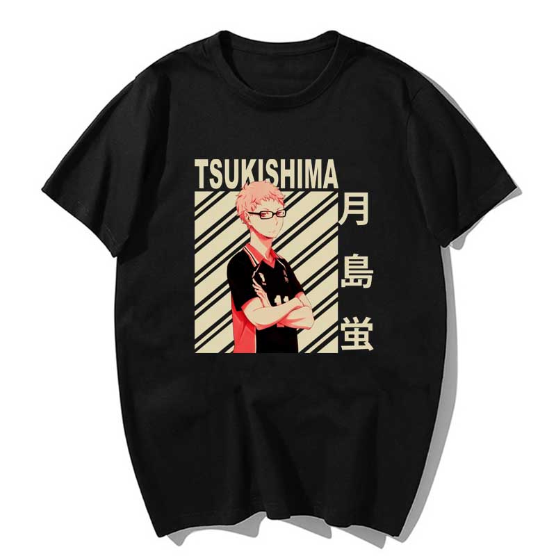 Haikyuu Kei Tsukishima T Shirt Men Kawaii Summer Tops Cartoon Karate Graphic Tees Fashion Tee Shirt - Haikyuu Merch Store