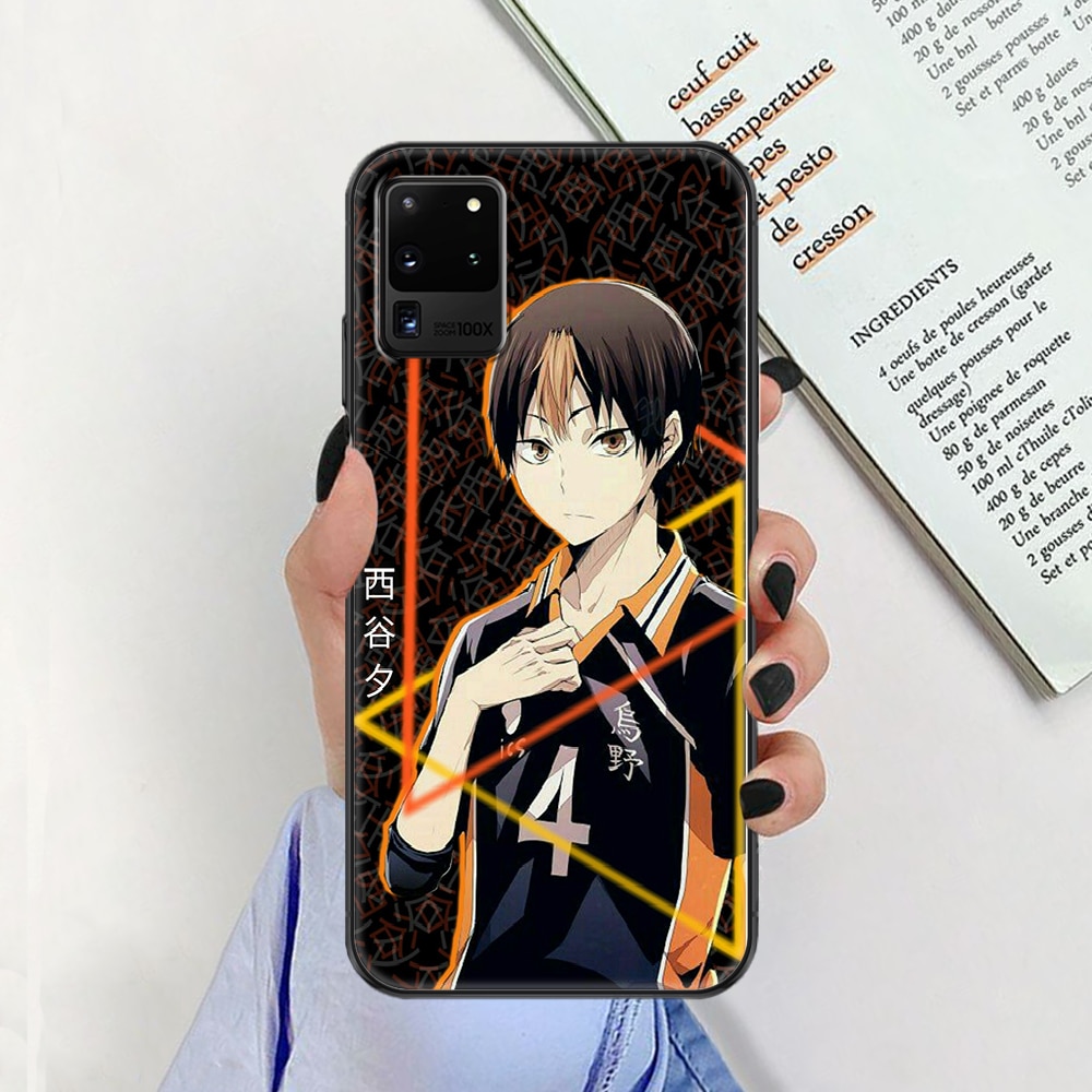 Yu Nishinoya Haikyuu Phone case For Samsung Galaxy Note 4 8 9 10 20 S8 S9 S10 S10E S20 Plus UITRA Ultra black silicone bumper