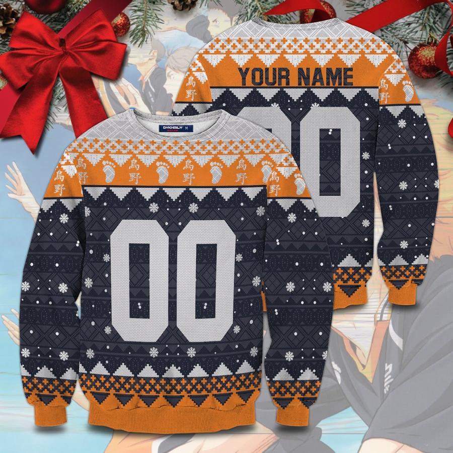 personalized karasuno christmas unisex wool sweater - Haikyuu Merch Store