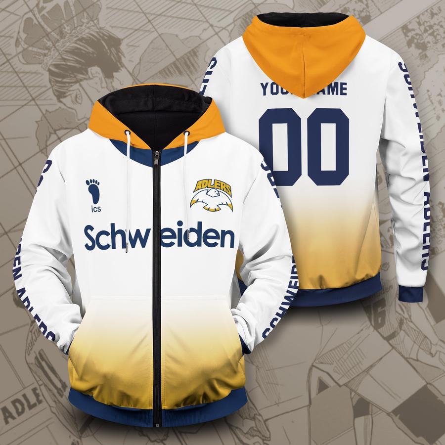 personalized schweiden adlers unisex zipped hoodie - Haikyuu Merch Store