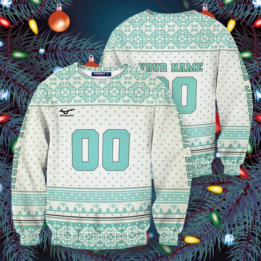 personalized team aoba johsai christmas unisex wool sweater - Haikyuu Merch Store