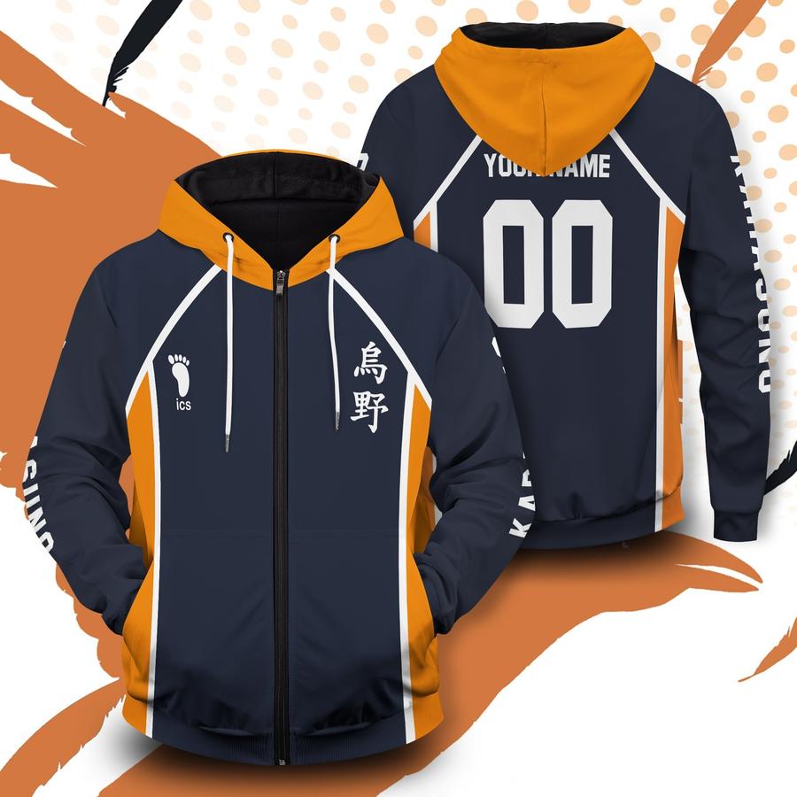 personalized team karasuno unisex zipped hoodie - Haikyuu Merch Store